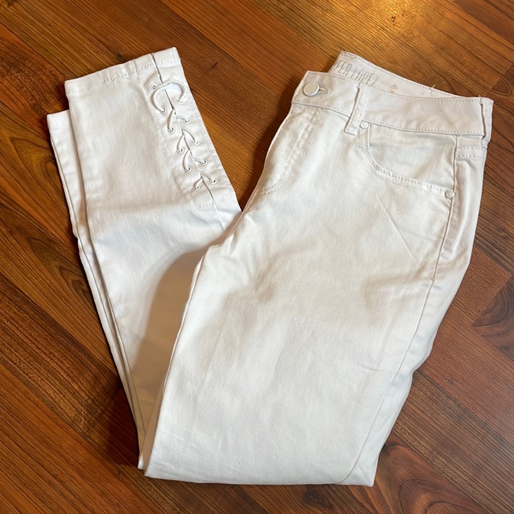 J Lo White ankle jeans